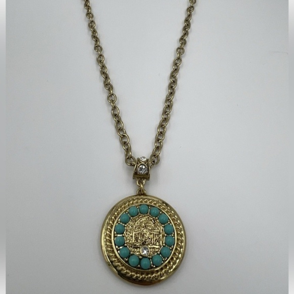 Heidi Daus Gold Turquoise Medallion Necklace